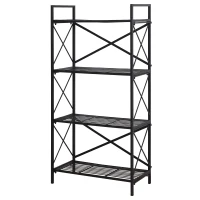 HOMCOM® Standregal Bücherregal Lagerregal Aufbewahrungsregal Pflanzregal Schuhregal Metall Schwarz 80 x 40 x 160 cm(m-3)