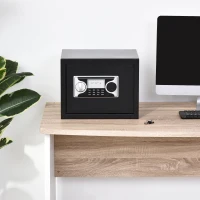 HOMCOM® Safe Tresor Möbeltresor Wandtresor mit Elektronikschloss Stahl Schwarz(m-2)