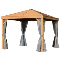 Outsunny® Pavillon Partyzelt Festzelt Gartenlaube mit Seitenwände Stahldach Aluminium Grau(m-3)
