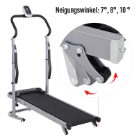 HOMCOM® Laufband nicht elektrische Laufmaschine LCD-Display 3 Neigungen Klappbar Stahl 123 x 58,5 x 115-140 cm(m-6)