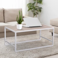 HOMCOM® Vintage Couchtisch Beistelltisch Wohnzimmertisch Sofatisch Metallgestell gemasert 106 x 61 x 47,5 cm(m-1)