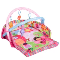 HOMCOM® Kinderteppich Tiere Krabbeldecke mit Spielbogen Bunt Käferform(m-3)