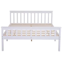 HOMCOM® Bett Holzbett Bettgestell 140 cm Doppelbett Kiefer massiv inkl. Lattenrost mit Stauraum Weiß 218 x 143 x 82 cm(m-5)