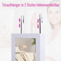 HOMCOM® Spiegelschrank Schmuckschrank mit Innenspiegel ausklappbare Wandspiegel höhenverstellbar Weiß(m-5)
