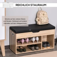 HOMCOM® Schuhbank Sitzbank Sitztruhe Eingangsbereich Diele PU Natur(m-4)