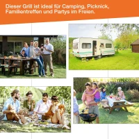 Outsunny® Grillwagen Grillstation Standgrill mit Windschutz 2 x Grillrost höhenverstellbar(m-4)