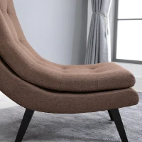 HOMCOM Sessel mit Fußhocker | Chaiselongue | Leinen | 65 x 94 x 92 cm | Braun(m-4)