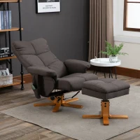 HOMCOM Massagesessel mit Fußhocker Relaxsessel Heizfunktion TV-Sessel Polyester Braun 145°-Neigung 80 x 86 x 99 cm(m-2)