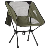 Outsunny® Campingstuhl mit Telefontasche Faltstuhl Angelstuhl Höhenverstellbar Alu Grün(m-3)