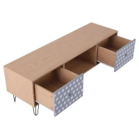 HOMCOM® Fernsehtisch Fernsehschrank TV-Board Lowboard  Retro-Stil mit Punktmuster Holz 140 x 40 x 44,5 cm(m-4)