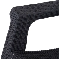 Outsunny® Dreiteiliges Gartenmöbel Set Sitzgruppe Stuhl Kaffeetisch Stauraum PP Schwarz(m-11)