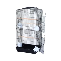 PawHut® Vogelhaus Vogelkäfig Vogelvoliere für Papagei Wellensittich Vogelbauer mit ausnehmbarer Bodenschale Schwarz 47,5 x 36 x 91 cm(m-7)