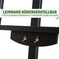 HOMCOM® Staffelei Atelierstaffelei 90° einstellbar Buche Schwarz(m-5)