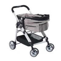 PawHut® Hundewagen Hundebuggy Wagen mit Sonnendach grau(m-3)