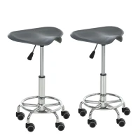 HOMCOM® Hocker-Set 2-teilig Barhocker Bürohocker Hocker Kunststoff Stahl Grau(m-1)