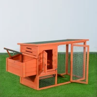 PawHut Kaninchenstall Kaninchenkäfig Hühnerstall Hühnerkäfig mit Freigehege Holz(m-1)
