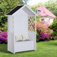 Outsunny® Laubenbank Philosophenbank mit Stauraum H225cm Weiß(m-1)