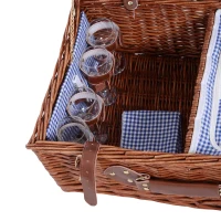 Outsunny® Picknickkorb für 4 Personen Picknickkoffer Picknickset mit Kühltasche Utensilien Glas Braun 54 x 34 x 20 cm(m-5)
