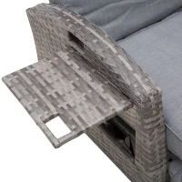 Outsunny® Rattanstuhl Liegestuhl Klapptisch Verstellbare Rückenlehne Fußstütze Metall(m-9)