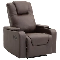 HOMCOM® Relaxsessel | Fernsehsessel | Kunststoff, Schaumstoff, Stahlfüße | 85 × 98 × 103 cm | Braun(m-3)
