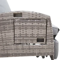 Outsunny® Rattanstuhl Liegestuhl Klapptisch Verstellbare Rückenlehne Fußstütze Metall(m-4)