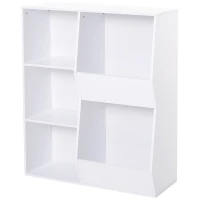 HOMCOM® Aufbewahrungsregal mit 5 Fächern Standregal Spielzeugregal 2 Schubladen MDF Weiß(m-6)