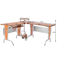 HOMCOM® Eckschreibtisch 165 x 143 x 86,5 cm Braun Silber(m-2)