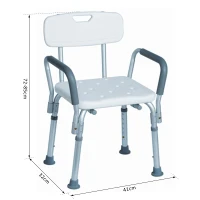 kleankin® Badhocker Badestuhl Duschsitz Höheverstellbar Weiß(m-2)
