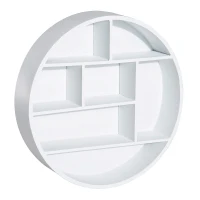 HOMCOM® Wandregal Wandboard zum Hängen mit 7 Fächern rund MDF Weiß  Ø35,5 x B6,5 cm(m-1)