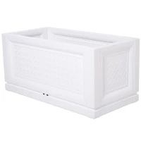 Outsunny® Hochbeet Gartenbeet Pflanzkasten Blumenkasten 2 Muster Abflusslöcher PP Weiß 80 x 40 x 38 cm(m-3)