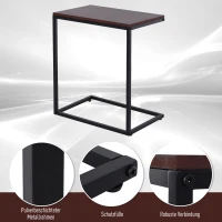 HOMCOM® Beistelltisch in C-Form Kaffeetisch Couchtisch Standtisch Tisch Metall MDF(m-6)