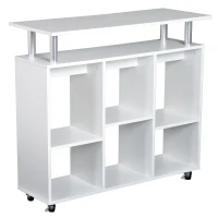 HOMCOM® Küchenwagen Servierwagen Rollwagen mit 6 Fächern Weiß(m-5)