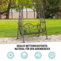 Outsunny® Hollywoodschaukel für 2 Personen Gartenschaukel mit Ablagen Stahl Braun(m-6)