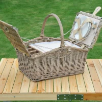 Outsunny® 23tlg. Picknickkorb mit Geschirr Kühlfach 4 Personen(m-1)