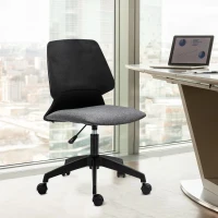 Vinsetto® Drehstuhl Bürostuhl Leinen Schwarz Grau(m-1)