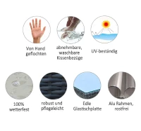 Outsunny Polyrattan Hocker Fußhocker Lounge für Sitzgruppe Rattan Gartenmöbel Garnitur Würfel Alu(m-2)