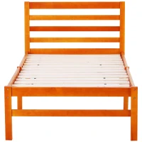 HOMCOM® Bettgestell Einzelbettrahmen Holzbett 8 Latten Erhöhte Beine Kiefernholz Natur 198 x 100 x 90 cm(m-4)