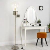 HOMCOM Stehlampe industrialer Stil Standleuchte Stehleuchte Sockel E27 für Schlafzimmer Esszimmer, Bronze, Stahl, Glas, 27x27x158 cm(m-4)