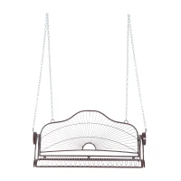 Outsunny Hängebank Schaukel Bank Gartenschaukel mit Ketten, Metall, Braun, 122x58x57cm(m-4)