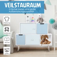 HOMCOM® Kinderzimmer Schrank Kinderschrank 3 Schubladen Aufbewahrungsregal MDF Blau(m-5)