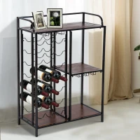 HOMCOM® Weinregal Weinschrank Weinständer 21 Flaschen 3 Staufächer(m-2)