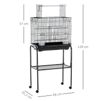 PawHut® Vogelkäfig Vogelhaus Vogelvoliere Metallvoliere für Vögel mit Ständer rollbar(m-2)