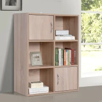 HOMCOM® Standregal mit 6 Fächern | Bücherregal | Schrank | Holz | 61,5 x 29,5 x 80 cm | Natur(m-1)