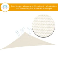 Outsunny® Sonnensegel Dreieckig 4x4x4 m HDPE - atmungsaktiv cream(m-5)