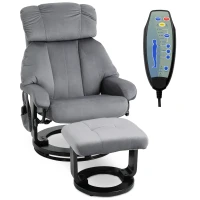 HOMCOM® Massagesessel mit Hocker Heizfunktion 76 x 80 x 102 cm Grau(m-3)