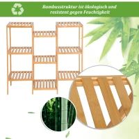 HOMCOM® Badregal Standregal Bambus Regal 9 Ablagen DIY(m-4)