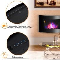 HOMCOM® Elektrokamin | Kaminofen | 1000 / 2000 W W | Inkl. Fernbedienung | 88,5 x 13,5 x 56 cm | Schwarz(m-6)