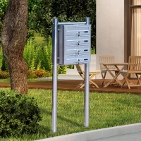 HOMCOM® Edelstahl Briefkasten Briefkastenanlage 4 Fächer(m-1)