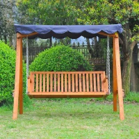 Outsunny® Hollywoodschaukel aus Lärchenholz 3-Sitzer Gartenschaukel mit Sonnendach Blau(m-4)