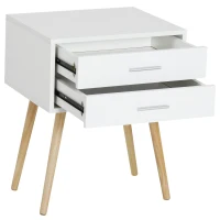 HOMCOM® Nachttisch Nachtschrank Nachtkommode Konsole Beistelltisch 2 x Schublade Holz 48 x 40 x 60 cm(m-4)